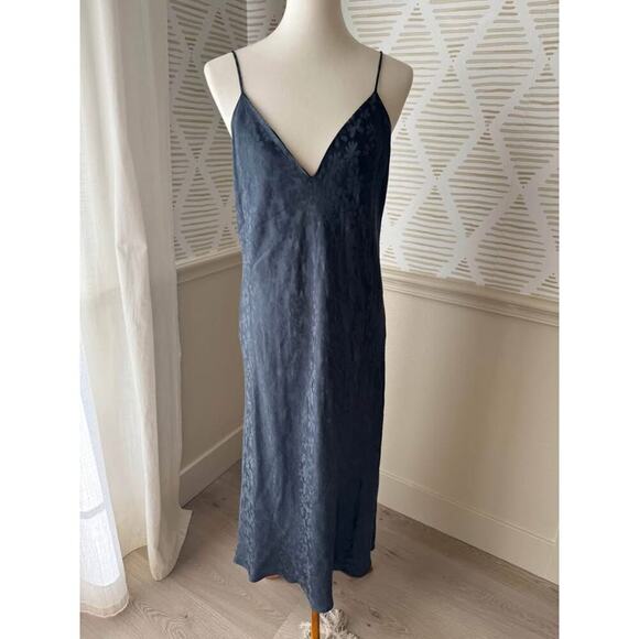 NWT rag & bone Women’s Size 12 Astrid Navy Floral Midi Slip Dress - Picture 2 of 8